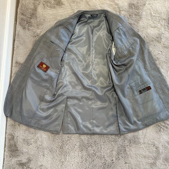 San Tropez Uomo Men's Suit 40L Gray Super 140s Merino Wool 2-Piece Classic Fit - Picture 2 of 16